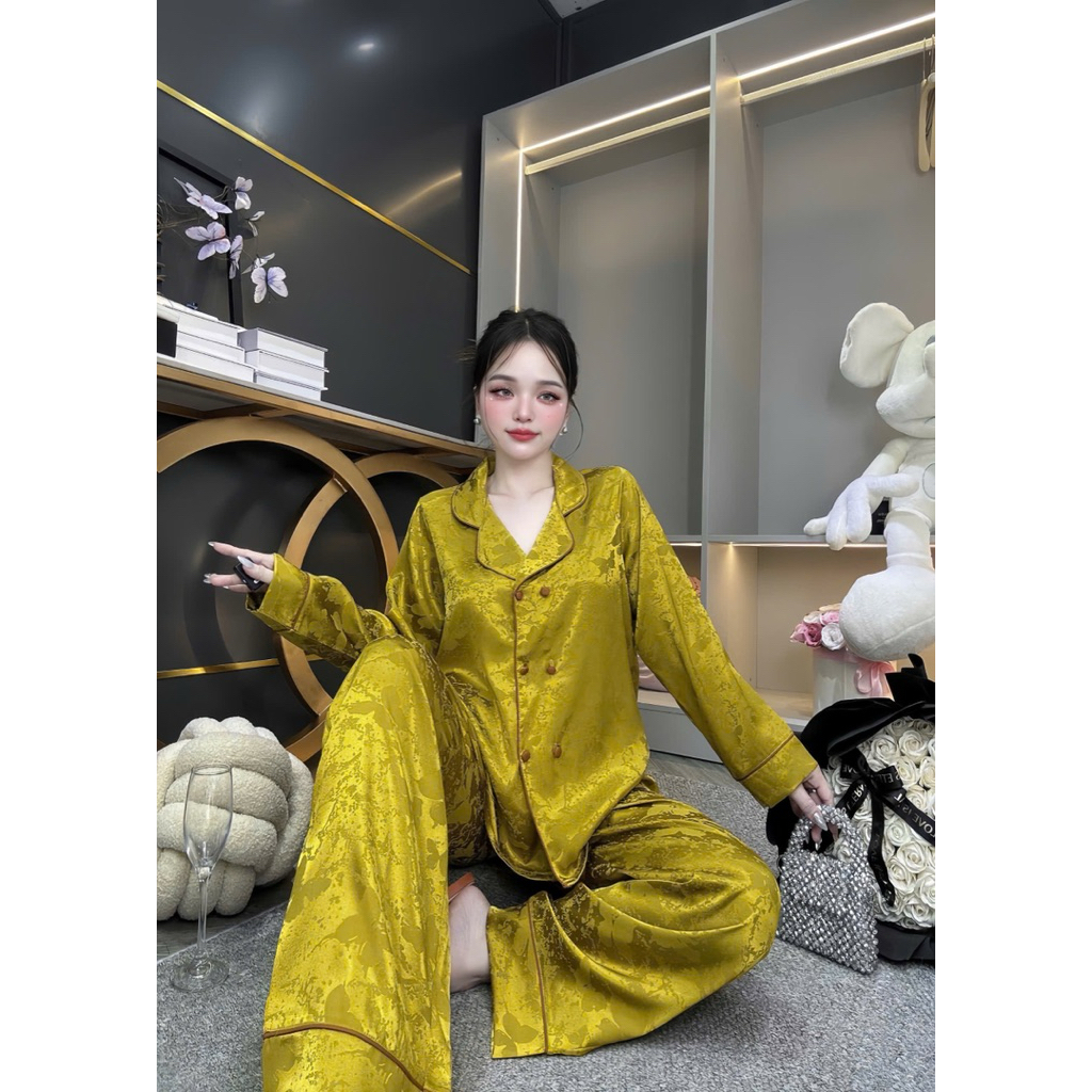 [M3] Đồ Bộ Pijama tay  (45-60kg)vải gấm vân