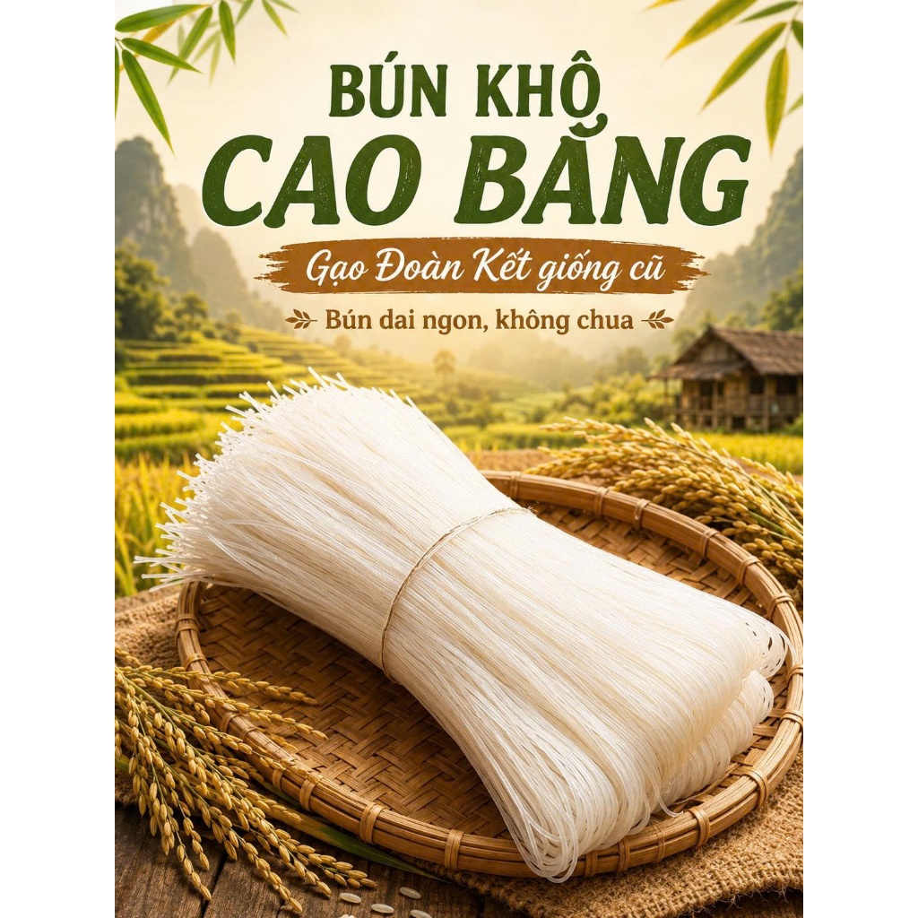 Bún Khô nhà làm - Bún khô Cao Bằng loại 1 - bún gạo giống bản địa