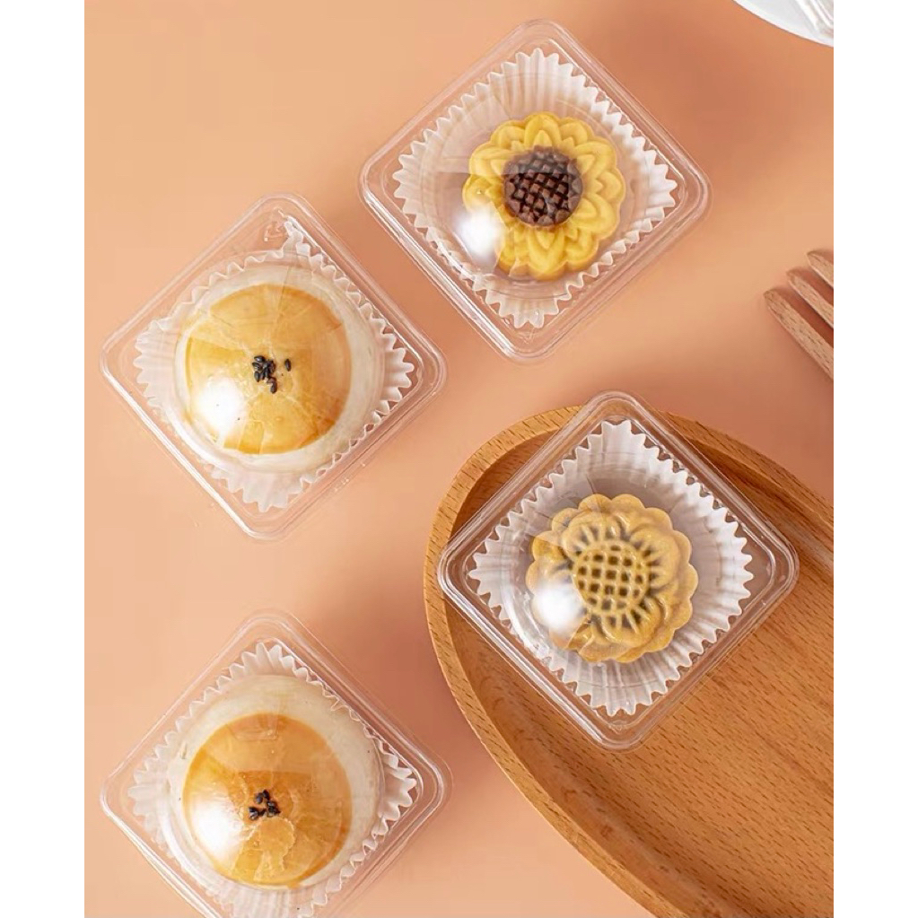 Set 50 hộp nắp cầu hoặc nắp bằng đựng bánh trung thu 80g-100g (không gồm giấy lót)