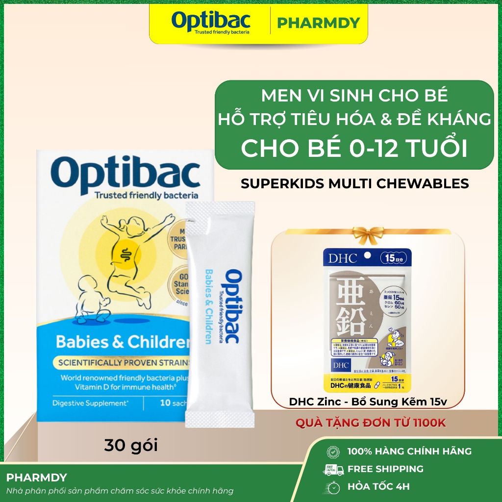 [CHÍNH HÃNG] Men vi sinh Optibac Babies & Children 30 gói – Tiêu hóa & đề kháng cho bé – Pharmdy