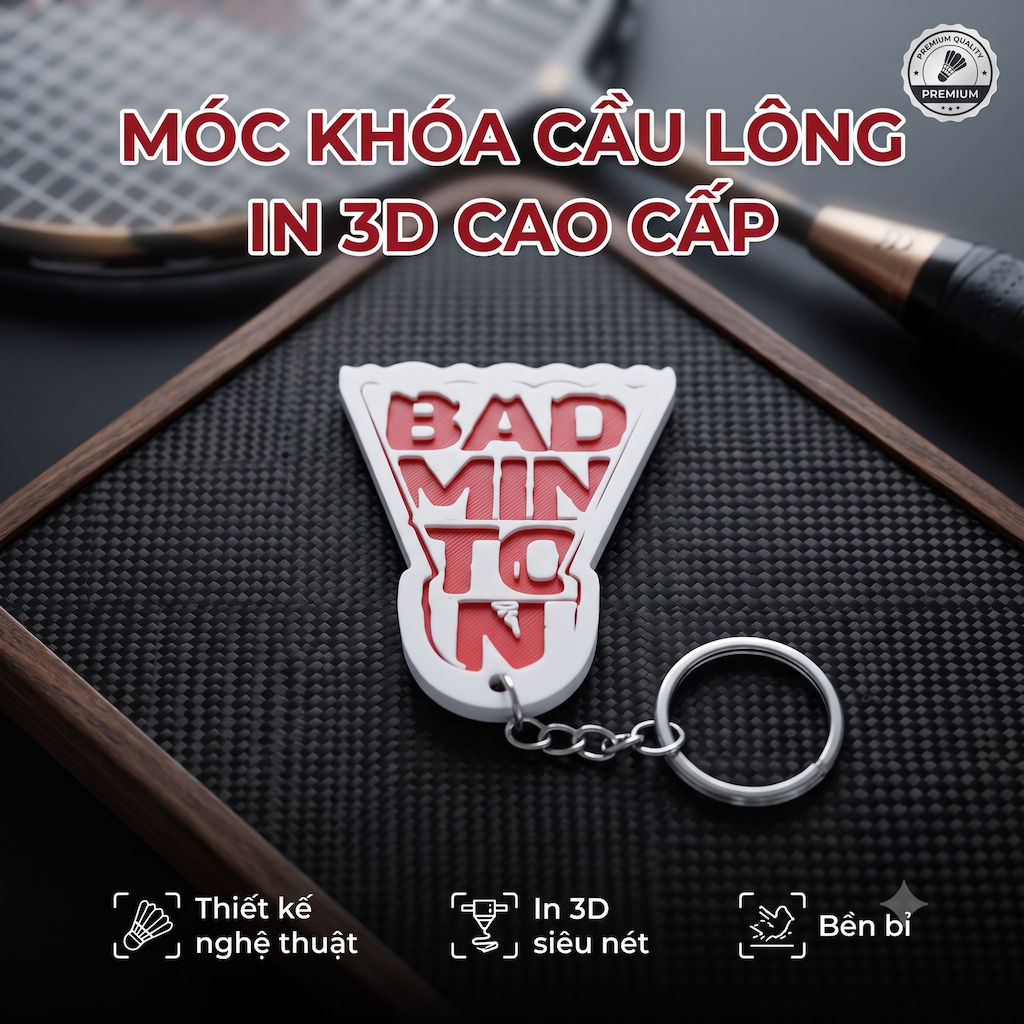 Móc Khóa Cầu Lông Chữ Nghệ Thuật Cao Cấp - Sản Phẩm In 3D Độc Quyền Mochi Makes | 3S Sport