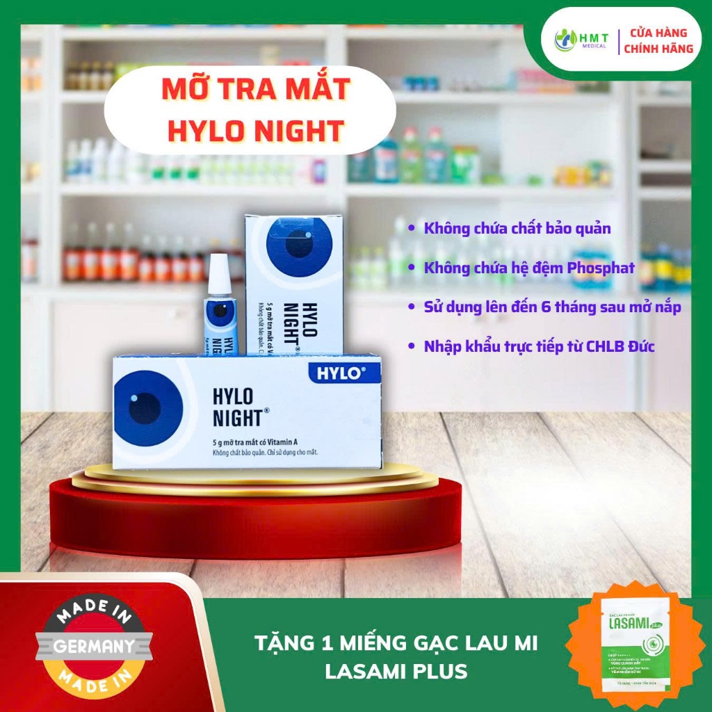 Mỡ Tra Mắt Hylo Night Chứa Vitamin A Nhập Khẩu Từ Đức Giúp Giảm Tình Trạng Khô Mắt