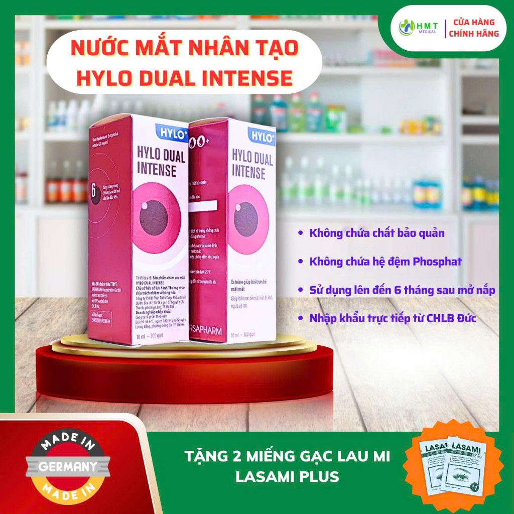 Nước Mắt Nhân Tạo HYLO DUAL INTENSE 10ml giảm khô mắt giúp dưỡng ẩm và kích ứng mắt mãn tính