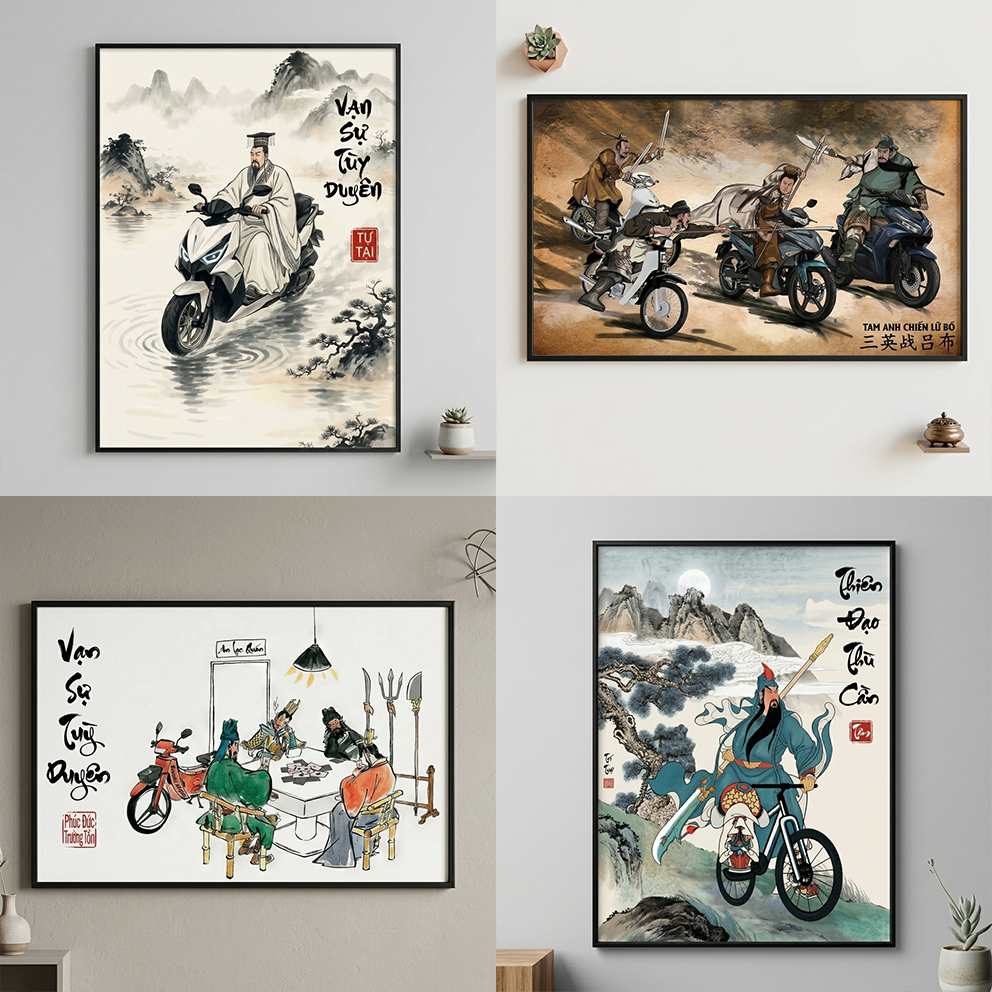 Tranh Decor Tam Quốc Lữ Bố Meme Bá Đạo Treo Phòng Ngủ Phòng Làm Việc Vui Nhộn - Decor Faiclup
