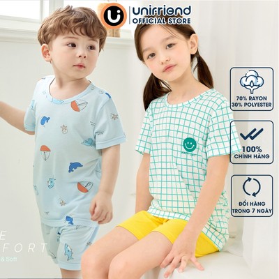 Đồ bộ ngắn tay quần áo Cool Feel mịn siêu mỏng mát mặc nhà mùa hè cho bé trai Unifriend Hàn Quốc U2024