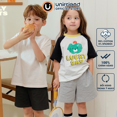 Quần short soóc dáng rộng vải cotton da cá co giãn tốt cho bé trai và bé gái Unifriend Hàn Quốc U950C, Size 2-10 tuổi
