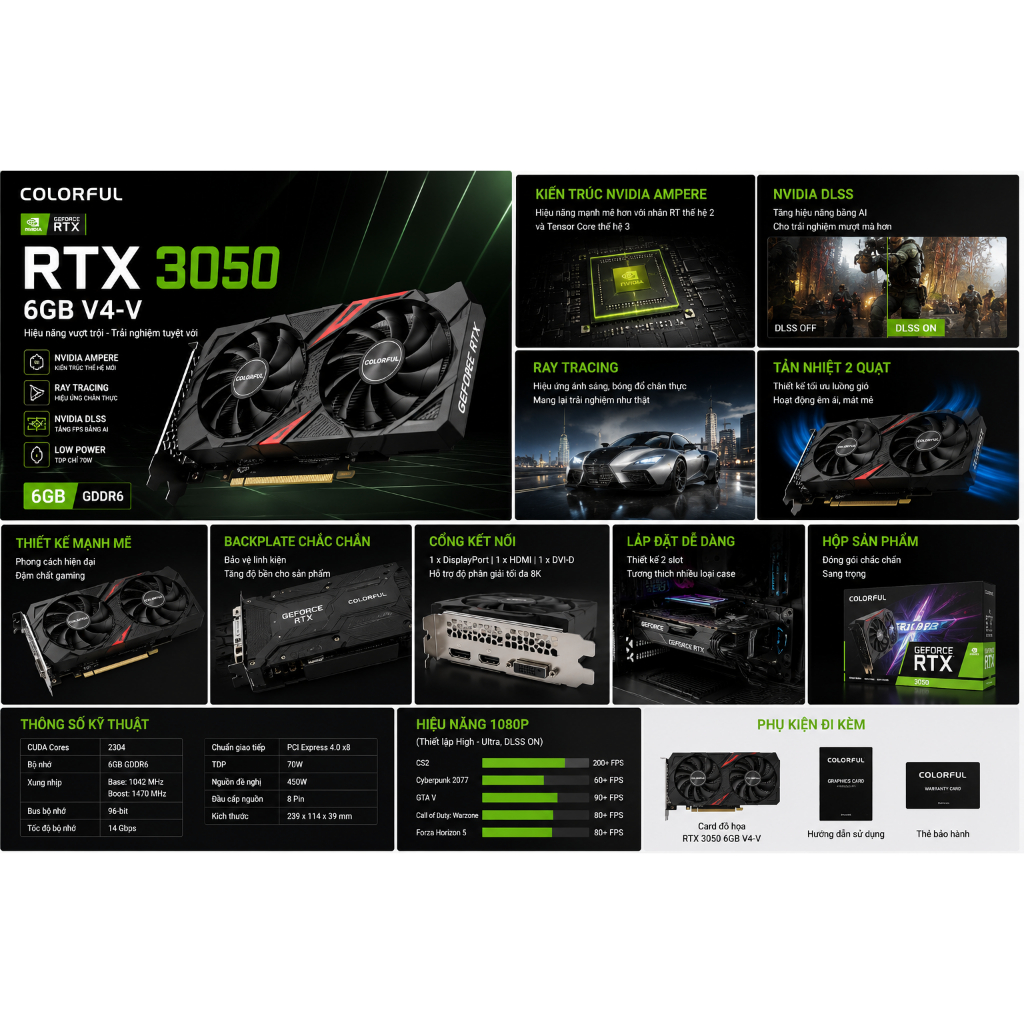 Card màn hình Colorful RTX 3050 6GB V4-V