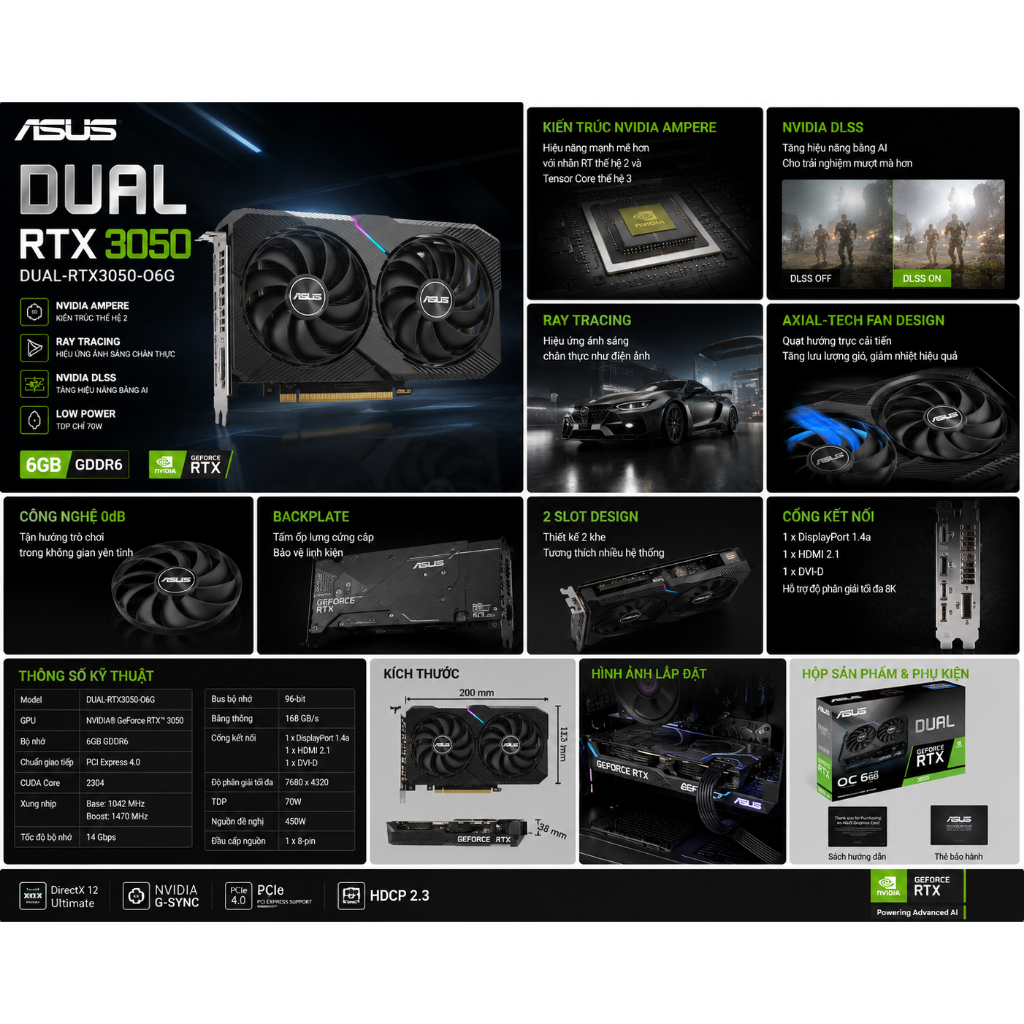 Card màn hình Asus DUAL- RTX 3050-O6G