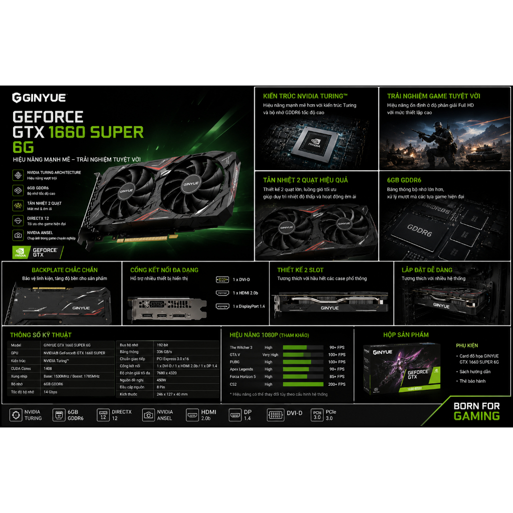 Card đồ họa JGINYUE GEFORCE GTX 1660 SUPER 6G