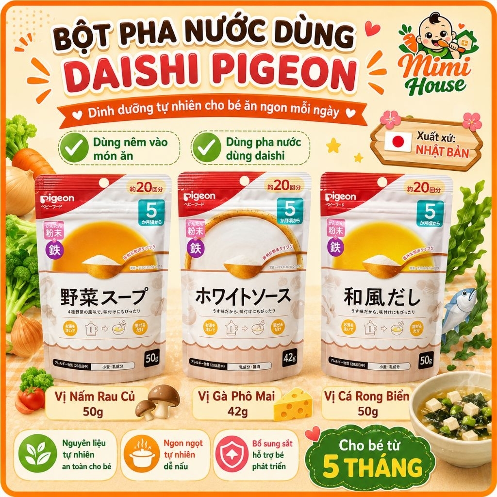 [Date 2027] Bột nêm daishi Pigeon cho bé 5m+