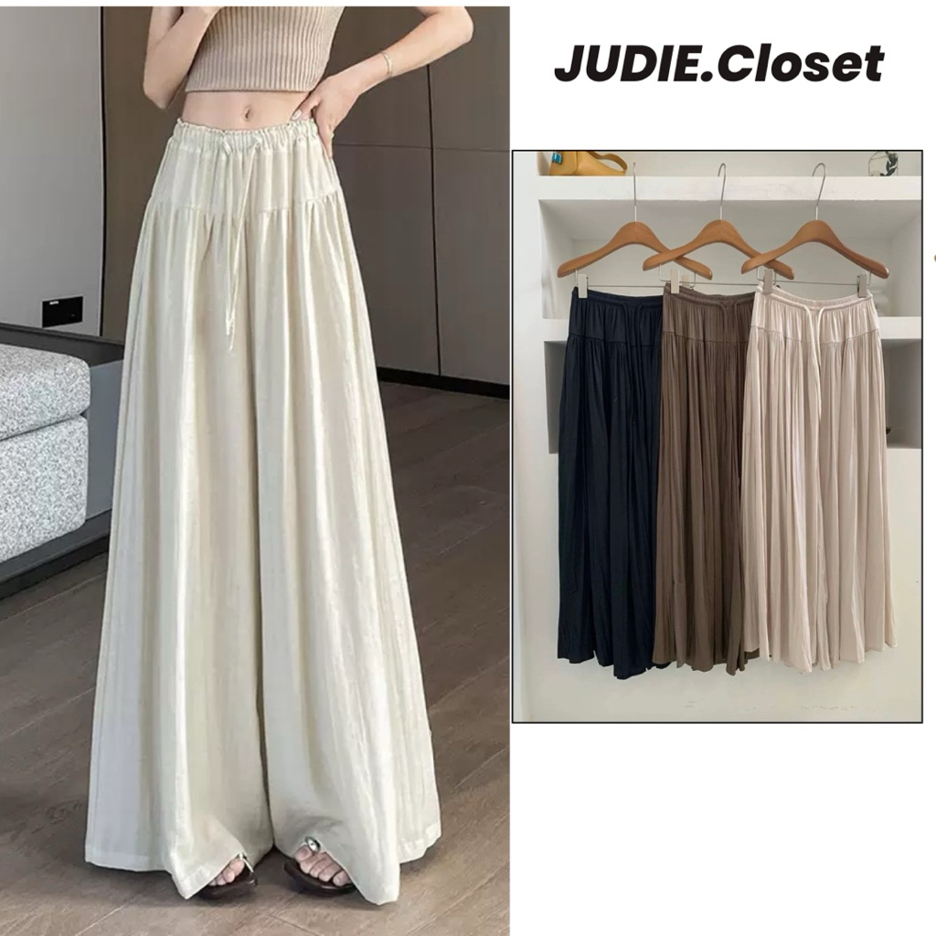 Quần Ống Rộng Linen Tơ Cạp Nhún Mới Chất Liệu Mềm Mát (JUDIE.Closet)