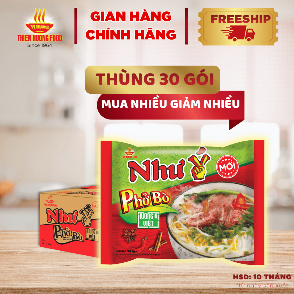 Thùng 30 Gói Phở Bò Như Ý 65gram/gói [TPNZZ0002]