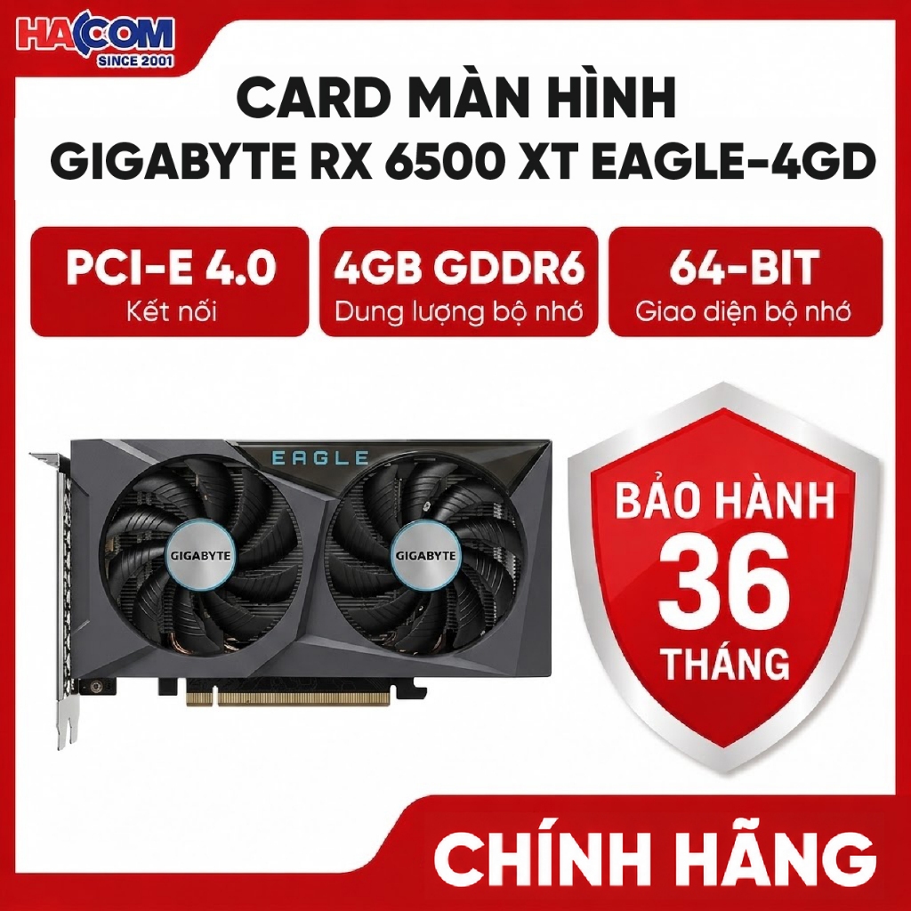 Card Màn Hình Gigabyte RX 6500 XT EAGLE-4GD - BH 36 Tháng HACOM PC