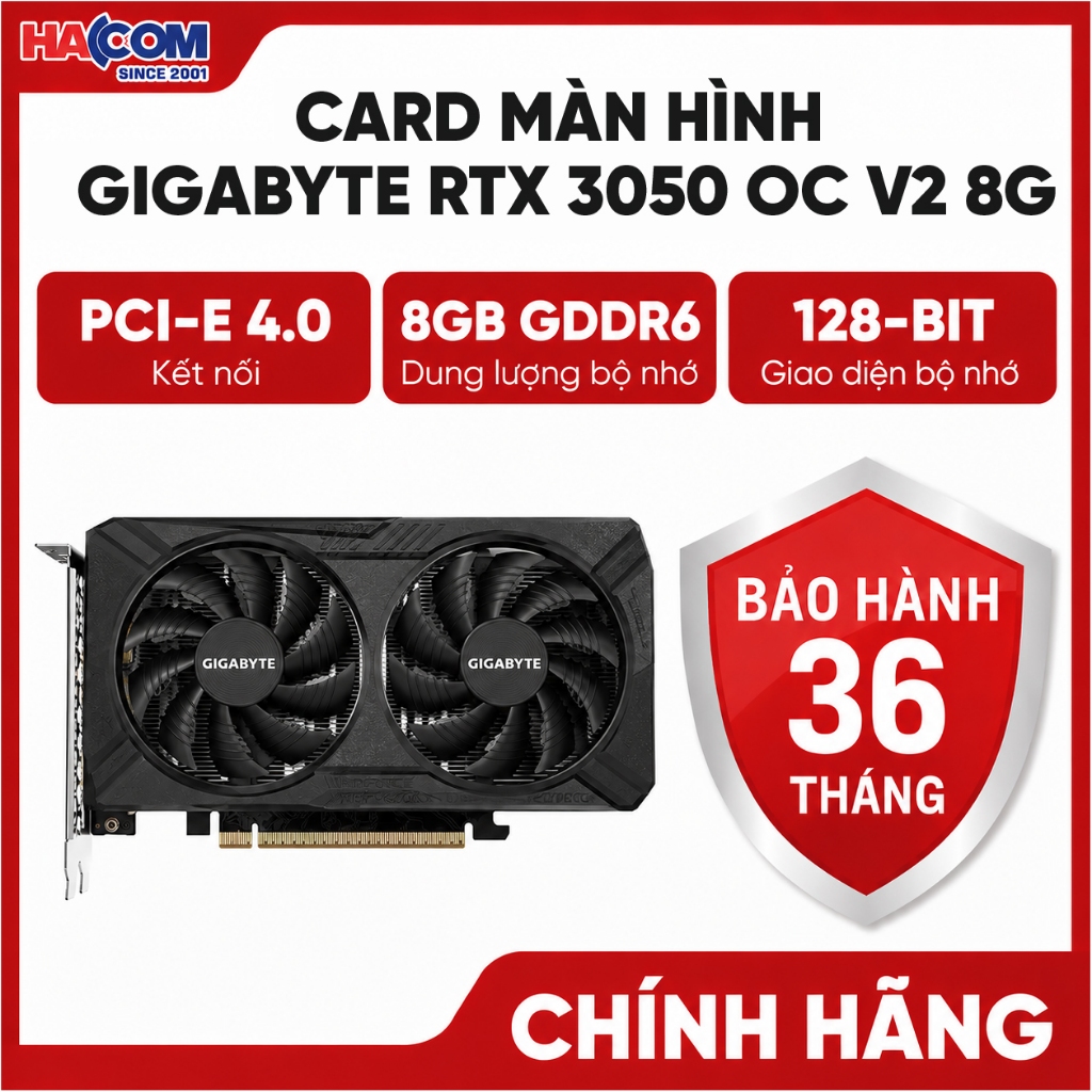 Card Màn Hình Gigabyte RTX 3050 WINDFORCE OC V2 8G HACOM PC