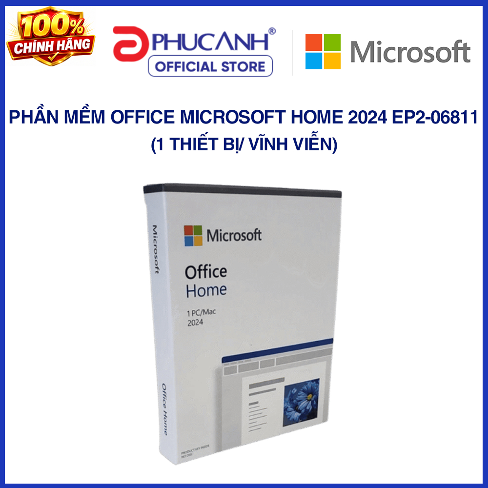 PHẦN MỀM OFFICE MICROSOFT HOME 2024 EP2-06811 (1 THIẾT BỊ/ VĨNH VIỄN)