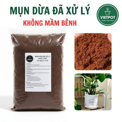 Mụn dừa đã xử lý Vietpot, thoáng khí, kiểng lá, trồng rau thủy canh, phối trộn đất giữ ẩm tốt