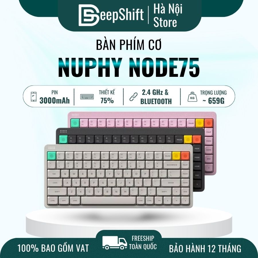 Bàn Phím Cơ NuPhy Node75 Series | Wireless | Bluetooth | 2.4GHz | USB-C | Low Profile |High Profile