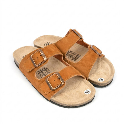 Dép Đế Trấu Quai Ngang Da Lộn May Viền Nam Nữ Unisex BIOLINE - DM01(Lót Da Lộn)
