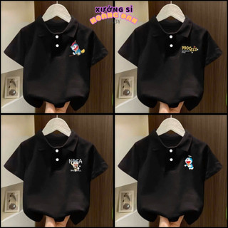(8-21kg) Áo Polo Cotton Màu Đen In Hình Ngộ Nghĩnh | Nổi Bật, Đáng Yêu Cho Bé
