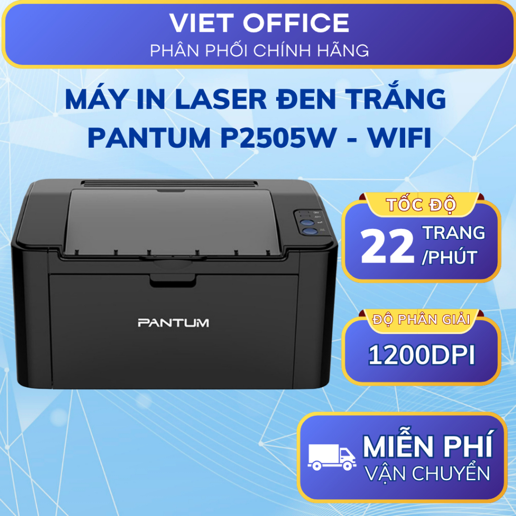Máy In Pantum P2505W Laser Đen Trắng WiFi In Không Dây Chính Hãng