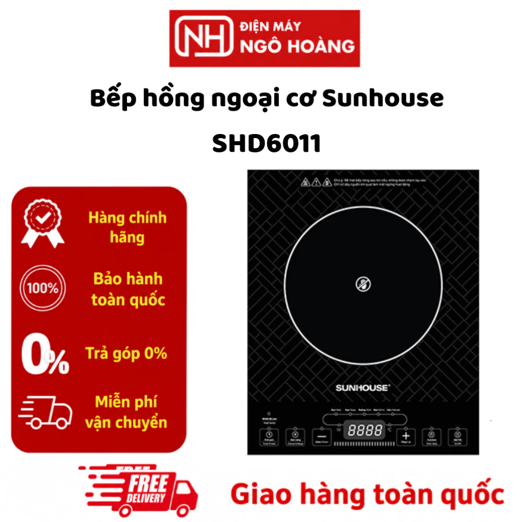 SHD6011 - Bếp hồng ngoại cơ Sunhouse SHD6011 chính hãng, bếp hồng ngoại gia đình dùng đa dạng nồi