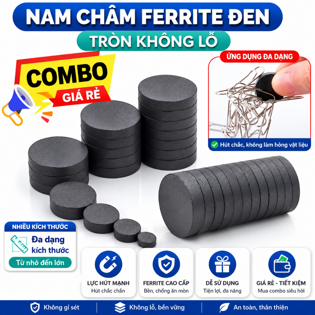 Nam châm Ferrite đen tròn nhiều kích thước