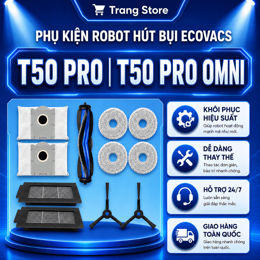 Phụ kiện Robot hút bụi Ecovacs T50 T50 Pro T50 Pro Omni _ Phụ kiện thay thế