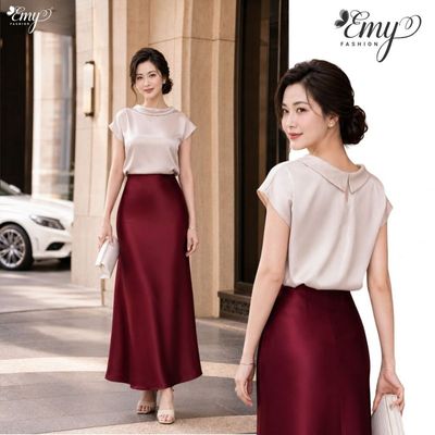 [LƯU Ý SẢN PHẨM CHỈ VÁY] Chân Váy Thiết Kế EMY Thời Trang Cao Cấp V9581 Lụa Satin Sang Chảnh Đi Tiệc
