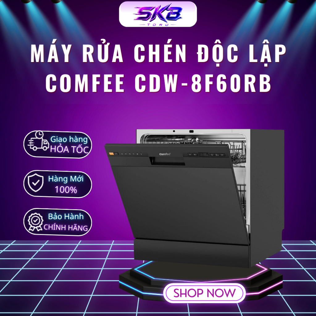 [Miễn Phí Lắp Đặt] Máy rửa chén độc lập Comfee CDW-8F60RB - Bảo Hành Chính Hãng 24 tháng