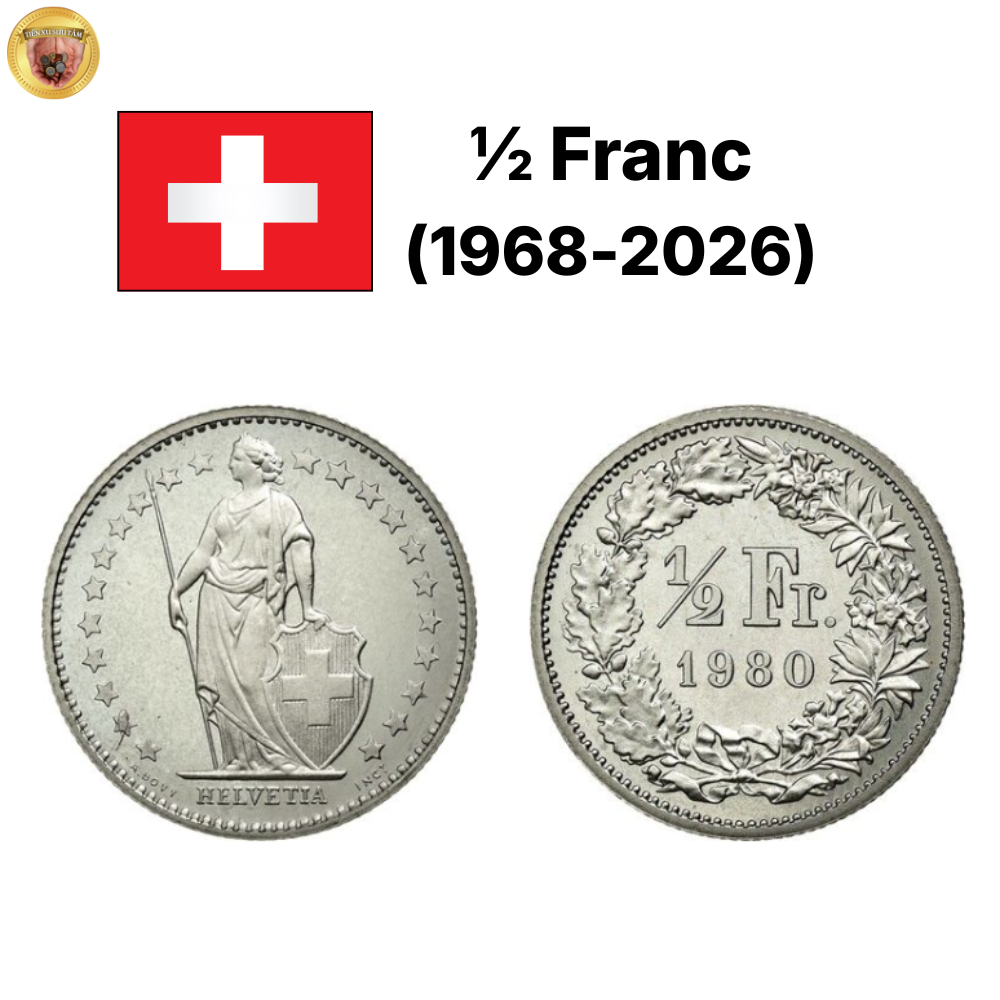 Đồng xu ½ Franc (1968-2026) của Thụy Sĩ