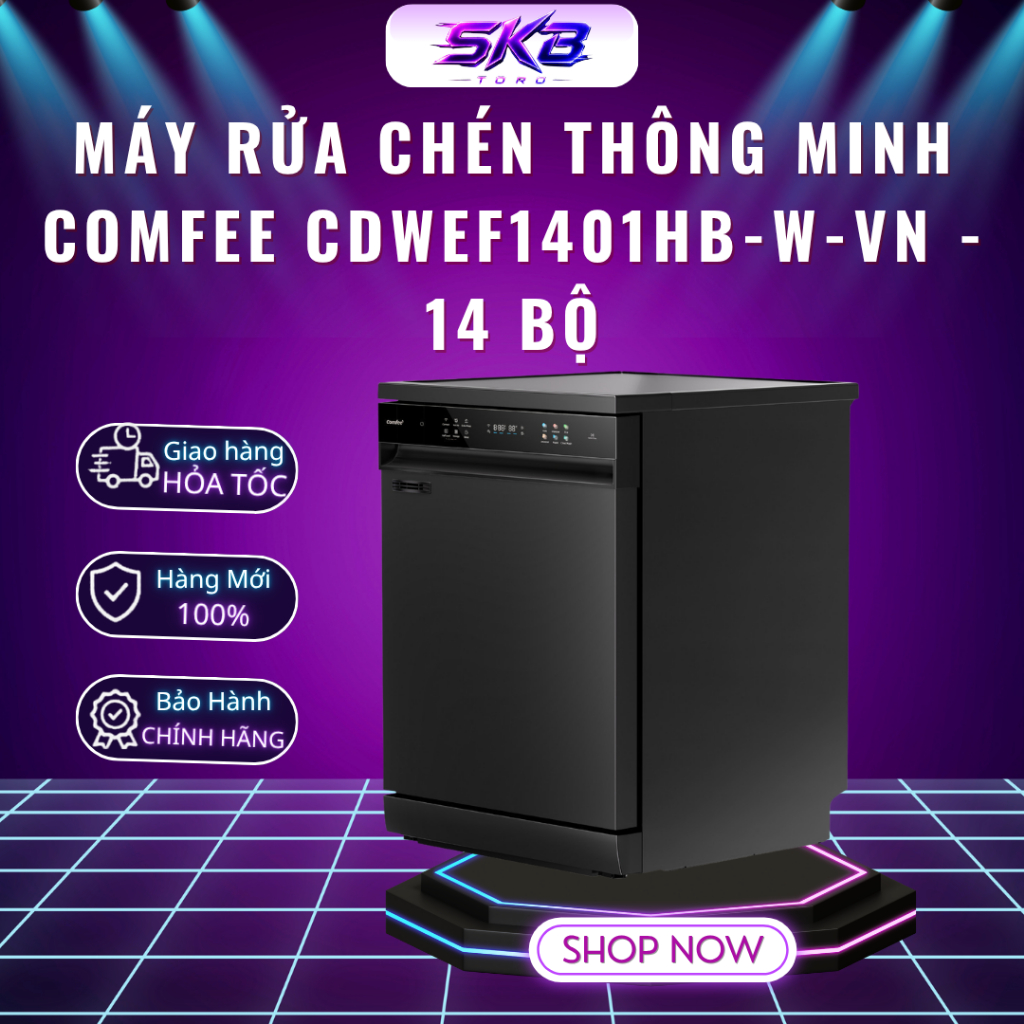 Máy rửa chén thông minh COMFEE CDWEF1401HB-W-VN - 14 bộ - Bảo hành 24 tháng