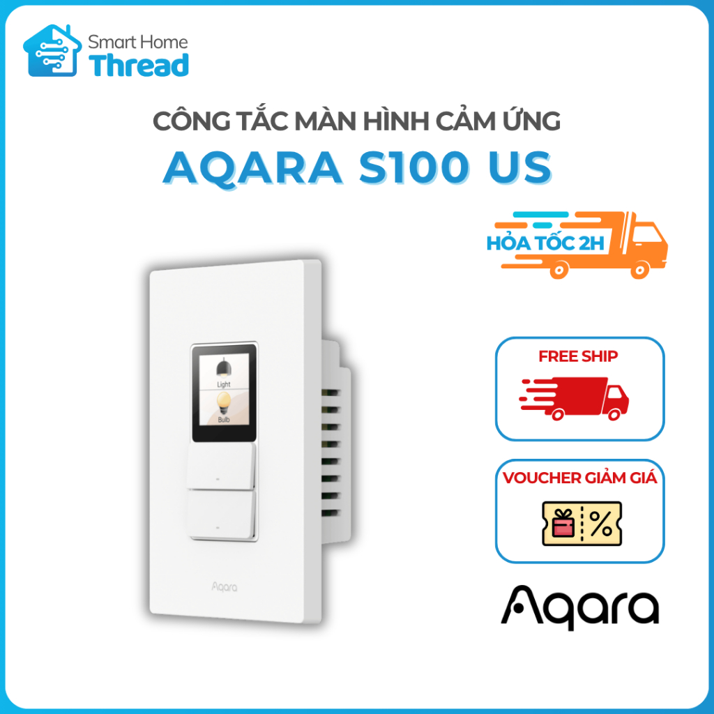 Công Tắc Chữ Nhật Màn Hình Cảm Ứng Aqara S100 US - BẢN QUỐC TẾ