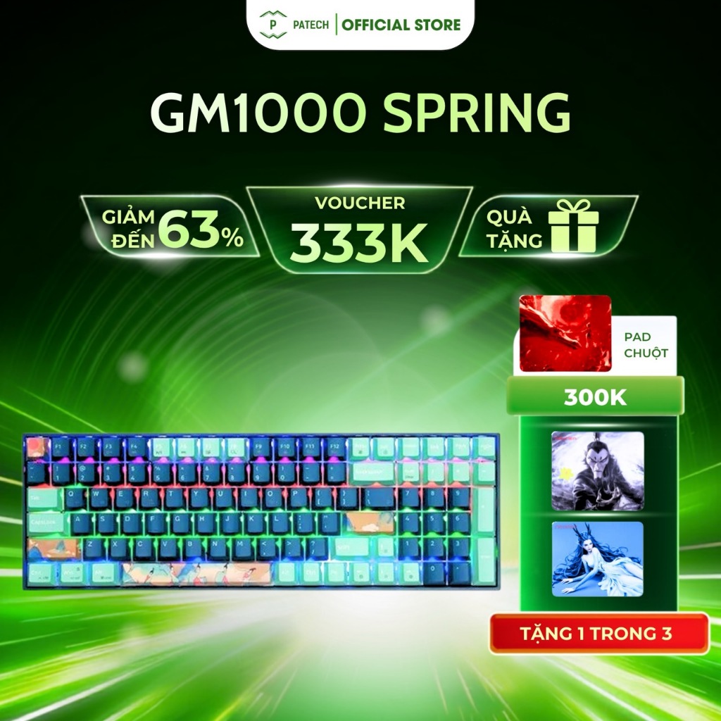 GM1000 Spring (Cô Tiên - Mặt Trời, Mây & Núi )  Bộ Keycap 4 nút - Hàng chính hãng - Bảo hành 24 thán