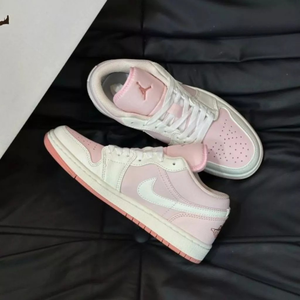Giày JD_White Light Pink, Giày Sneaker Nữ Trắng Hồng Nhạt Cổ Thấp