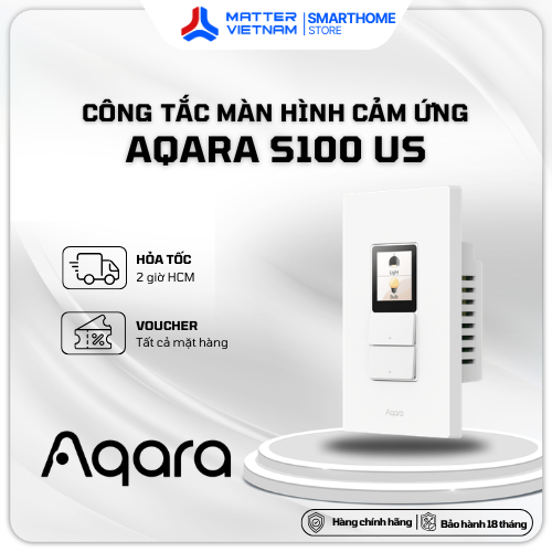 Công Tắc Chữ Nhật Màn Hình Cảm Ứng Aqara S100 US - BẢN QUỐC TẾ