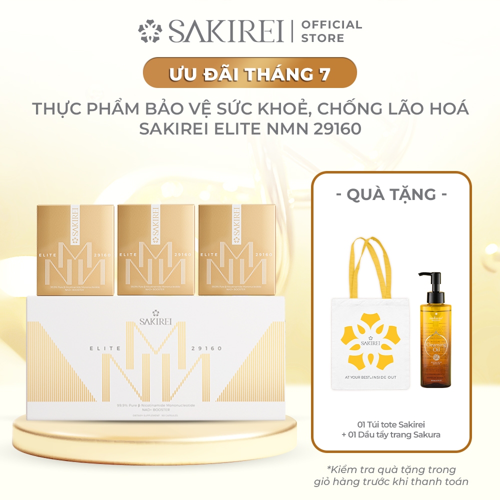 Viên uống NMN, hỗ trợ chống lão và làm đẹp da Sakirei Elite NMN 29160 - 15000mg NMN hộp 90 viên