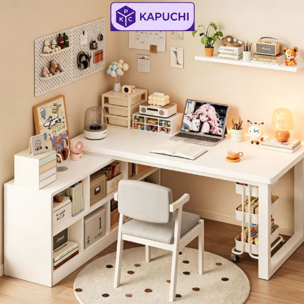 Bàn làm việc tích hợp kệ sách phong cách hiện đại khung thép sơn tĩnh điện I_ GM131