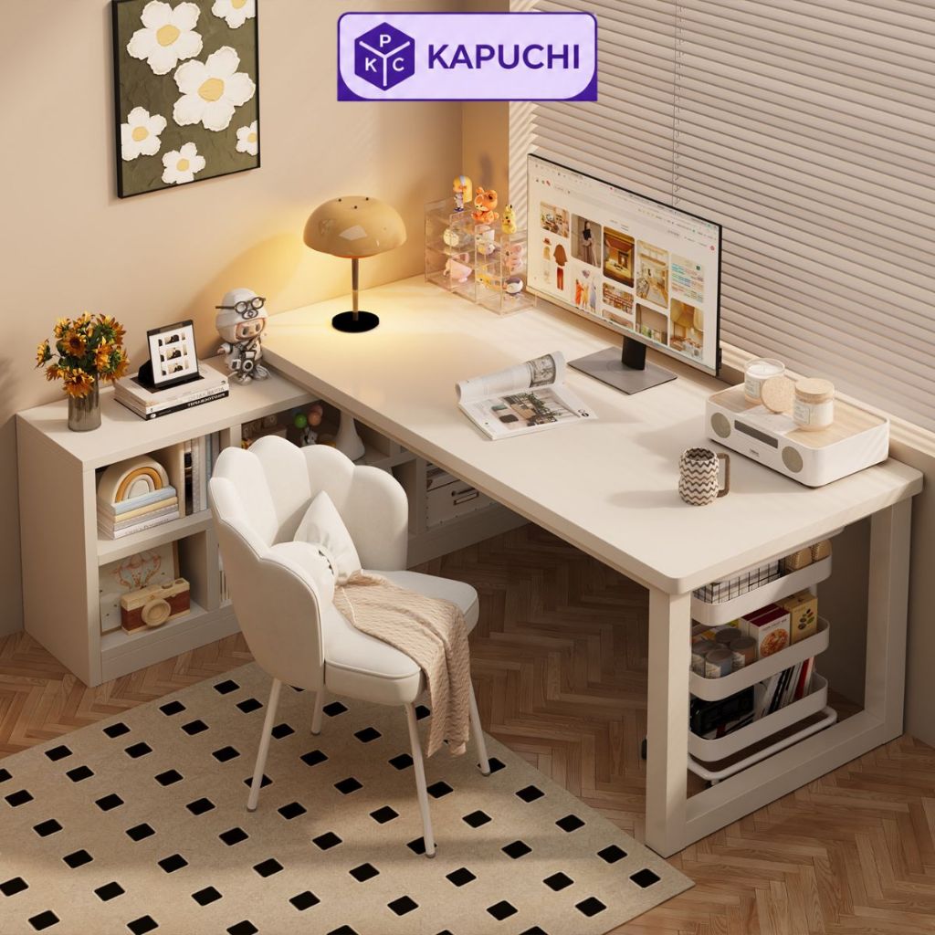 Bàn làm việc kết hợp kệ sách gỗ phong cách hiện đại _ GM131