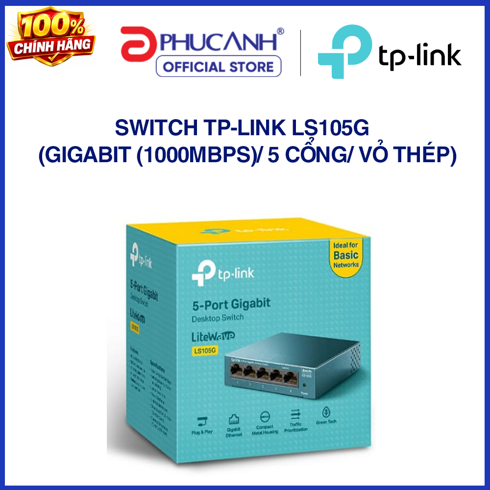 Thiết bị chia mạng TP-Link LS105G (Gigabit (1000Mbps)/ 5 Cổng/ Vỏ Thép)