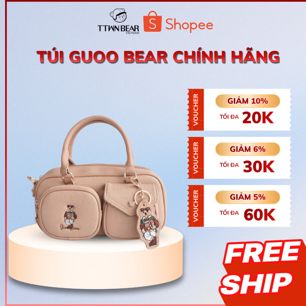 Túi xách nữ GUOO BEAR chính hãng - GU1511 GU1548 tặng kèm dây đeo và charm gấu