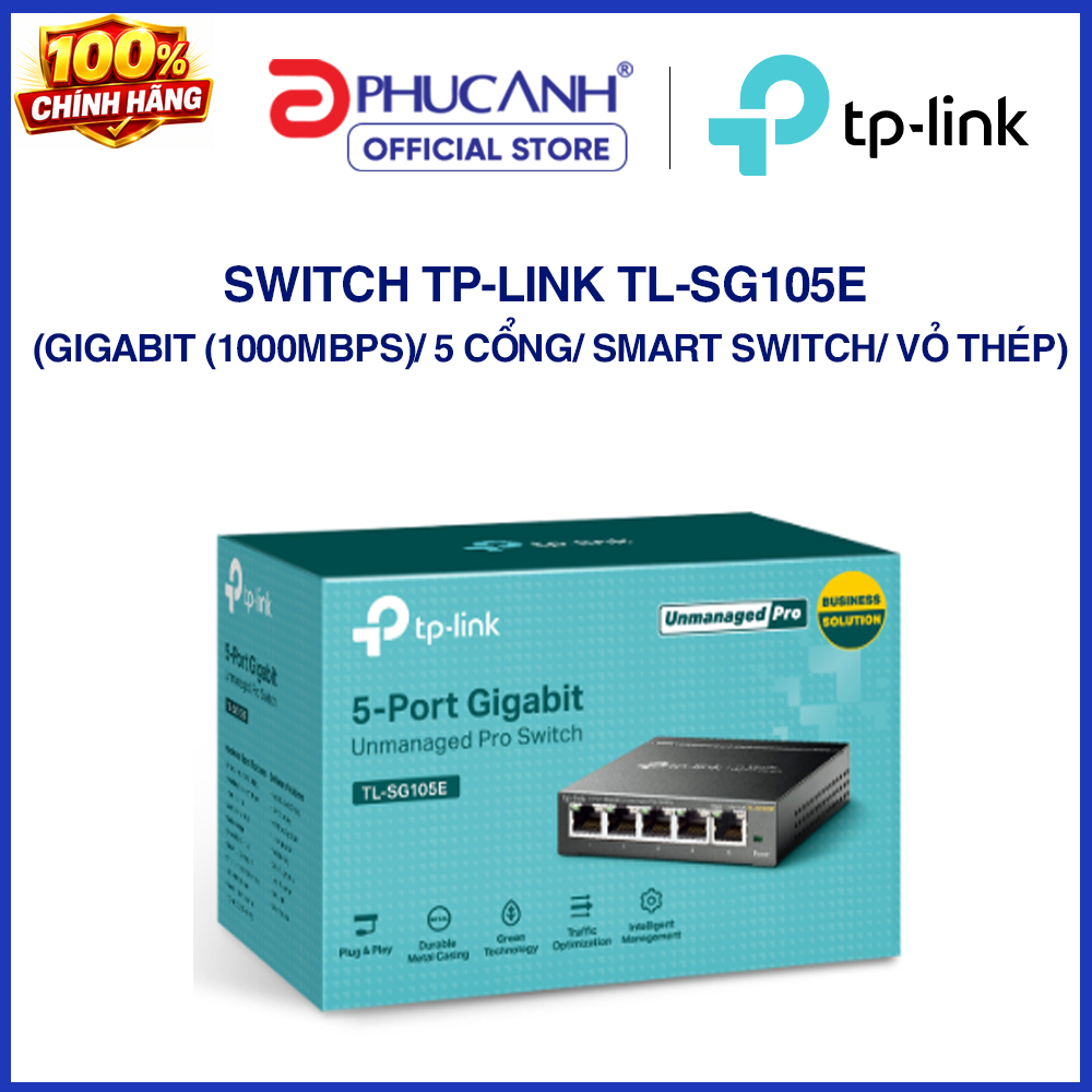 Switch TP-Link TL-SG105E (Gigabit (1000Mbps)/ 5 Cổng/ Smart Switch/ Vỏ Thép)