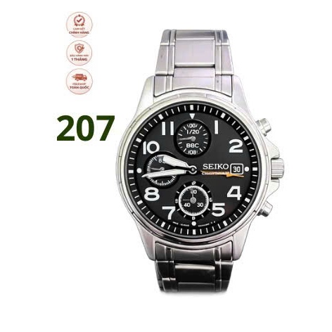 Đồng hồ Seiko Chronograph Quartz, thương hiệu Nhật, dây thép nguyên zin, độ mới cao