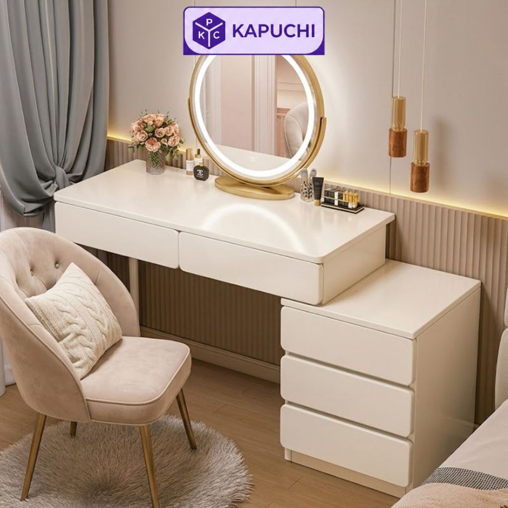 Bàn trang điểm kèm tủ đựng đồ gỗ MDF kết hợp khung sắt chắc chắn  - GM142