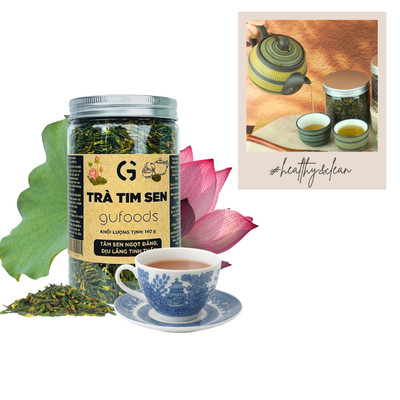 Trà tim sen nguyên chất GUfoods (140g) - Thư giãn tinh thần, Thanh mát, Giải nhiệt, Thanh lọc cơ thể