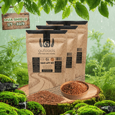 Combo 3 túi Gạo lứt GUfoods (đỏ đen tím than) (mỗi túi zip 1kg) - Healthy, Thực dưỡng, Eat clean