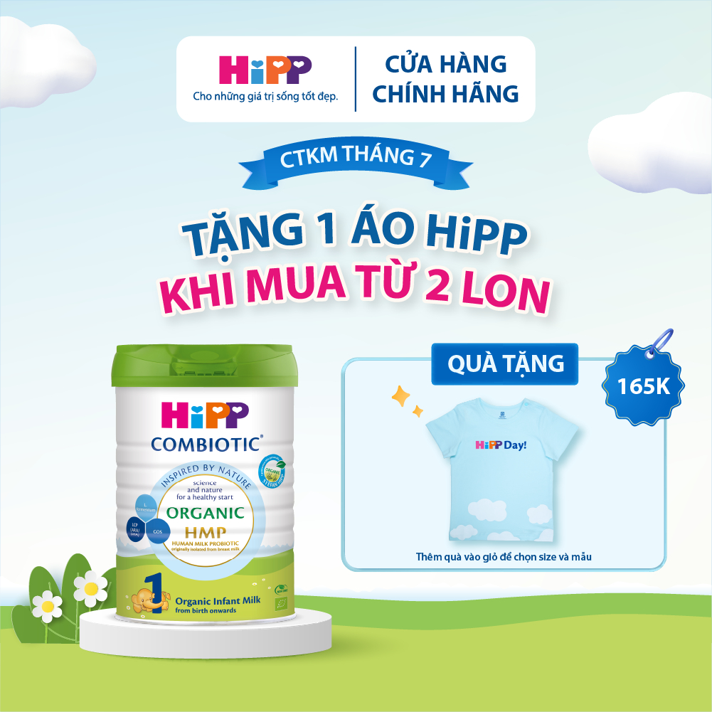 Sữa bột công thức HiPP 1 Organic Combiotic 800g bổ sung DHA trực tiếp.