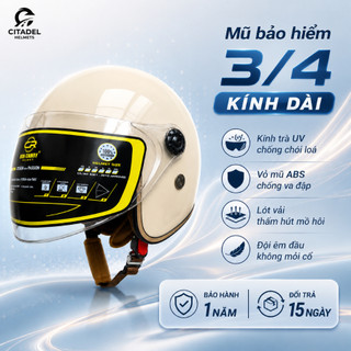 Mũ bảo hiểm 3/4 Kính Dài Cho Nam Và Nữ, Có Kính Chắn Gió, Nhìn Rõ Nét Đi Được Ngày Và Đêm - Camry Helmets