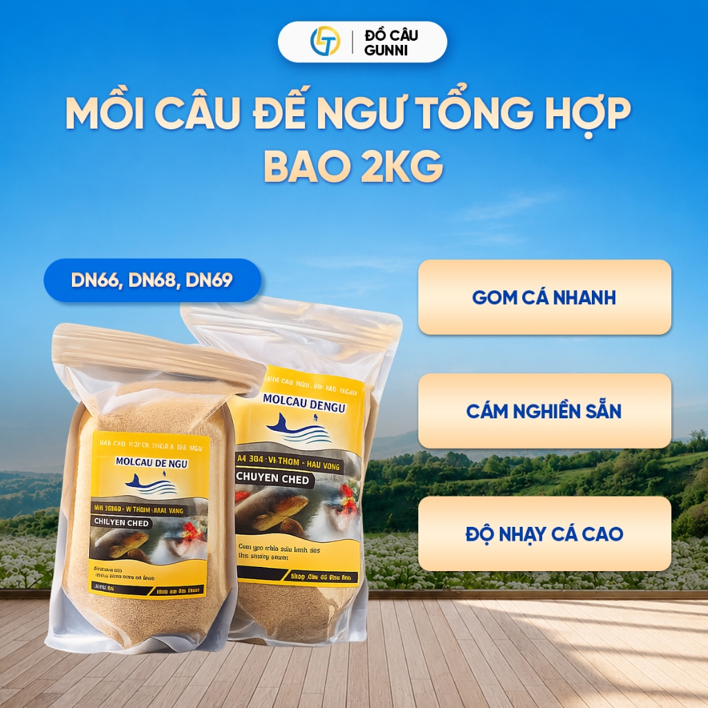 (Bịch 2Kg) Mồi Câu Đế Ngư, Mồi Câu Tổng Hợp DN66, Mồi Câu Chép DN68, Mồi Câu Rô Phi DN69 Hiệu Quả