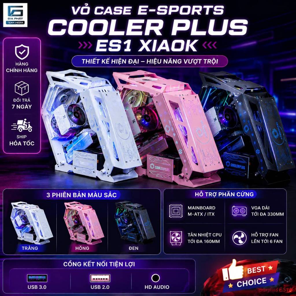 Vỏ Case Gaming ES1 XIAOK Kính Cường Lực Góc Trong Suốt Hỗ Trợ Main mATX ITX (Chưa bao gồm Fan Case)