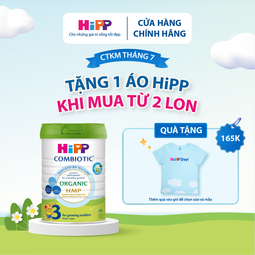 Sữa bột công thức HiPP 3 Organic Combiotic 800g hỗ trợ tiêu hóa, tăng chiều cao